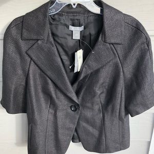 ANN TAYLOR Formal Black Metallic Jacket Blazer 12
